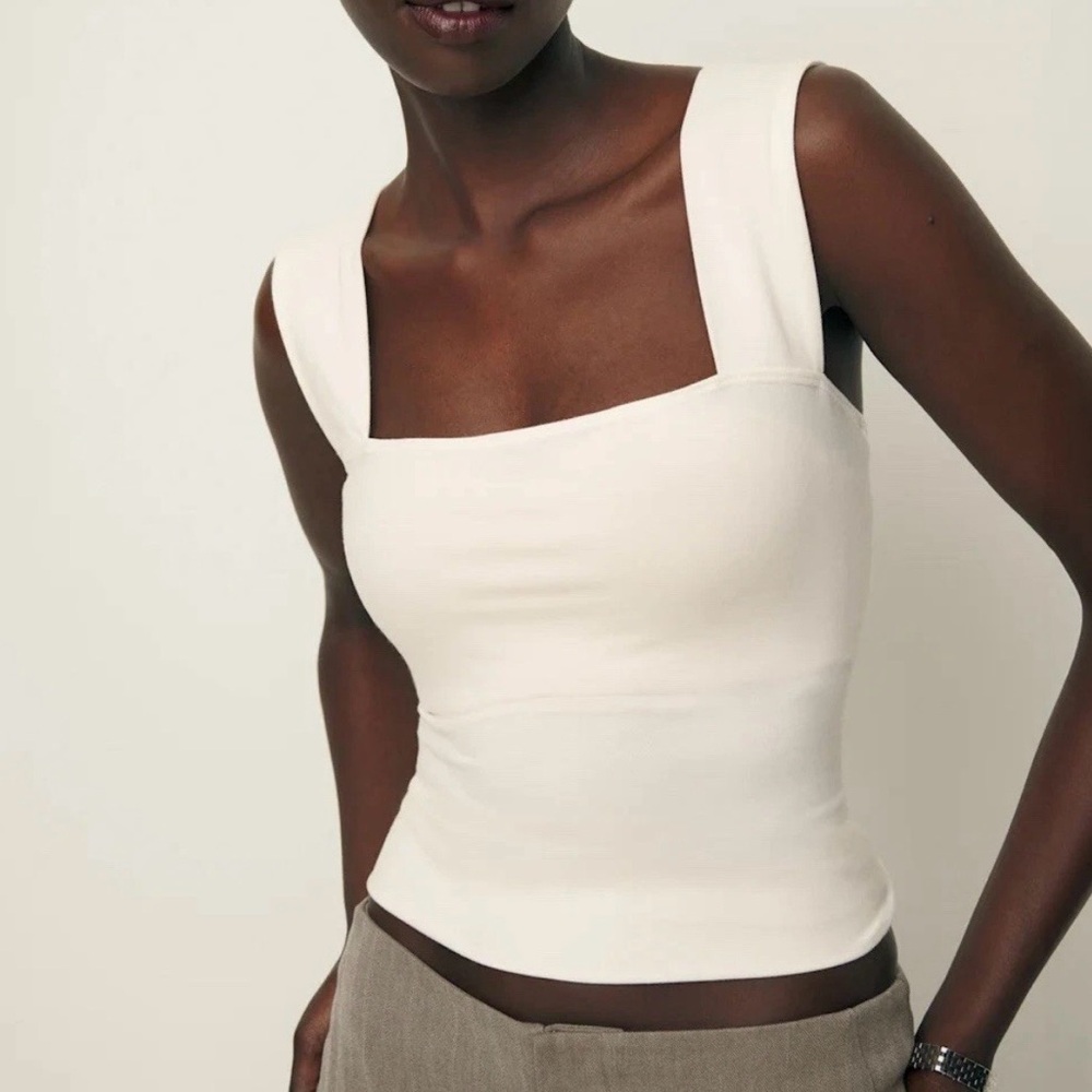 Reformation Clarke Knit Tank Top In Cream Size Medium